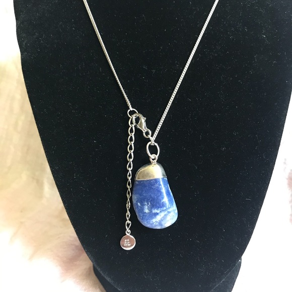 Rocks and Gems Blue Aventurine 925 Silver Necklace - Picture 2 of 11